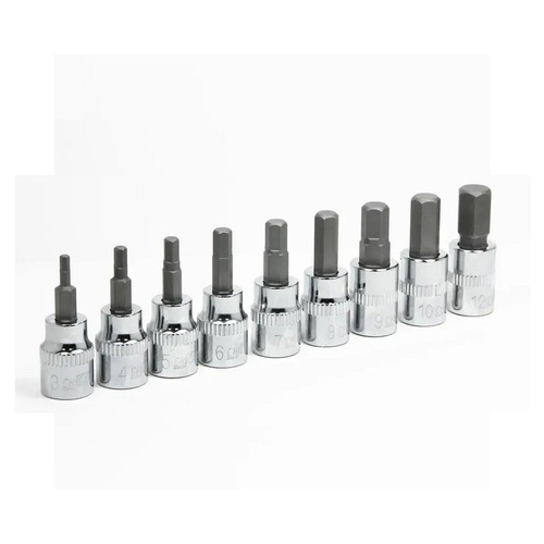 CHICANE 9 Piece 3/8? Inch Drive Metric Hex Bits Socket Set #CH4020