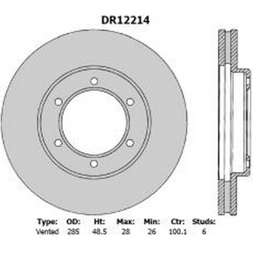 New PROTEX Brake Disc Ultra Rotor - Front For Toyota Regius 1997-2002 DR12214