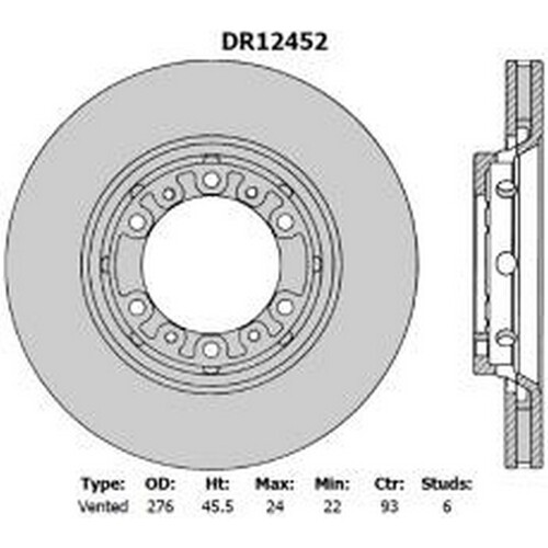 PROTEX Brake Disc Ultra Rotor - Front For Mitsubishi Delica 1984-1999 DR12452