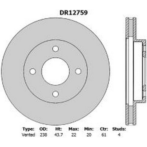 PROTEX Brake Disc Ultra Rotor - Front For Nissan CUBE CUBIC 2003-2008 DR12759