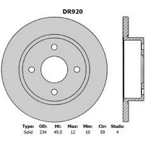 New PROTEX Brake Disc Rotor - Front For Nissan Micra 1995-1997 DR920