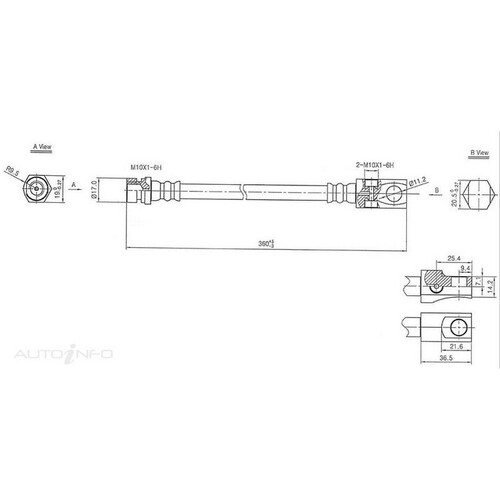 New PROTEX Hydraulic Hose - Rear For Ford Falcon 1984-1992 H1367