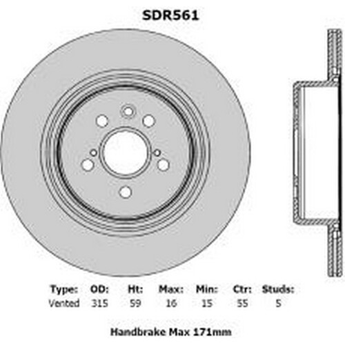 PROTEX Brake Disc Ultra Select Rotor - Rear For Toyota Celica 1994-1999 SDR561