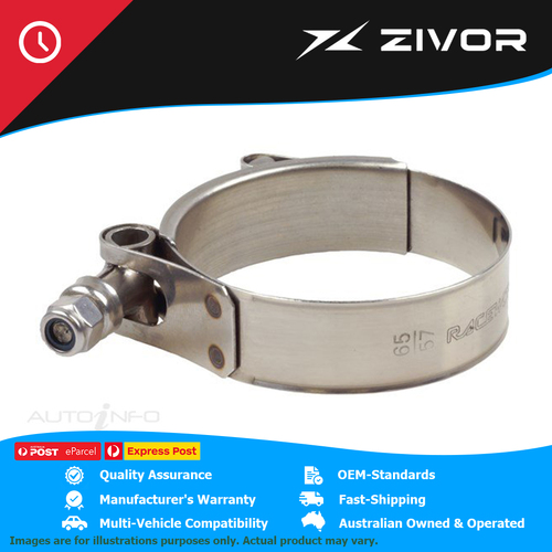 New RACEWORKS Stainless T-Bolt Clamp To Suit 1.75"/44mm Hose (50-58mm) #RWC-175