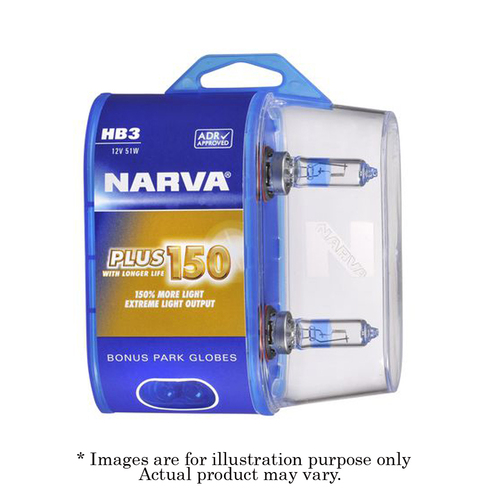 New NARVA HB3 12V P20D PLUS150 Twin Pack Performance Globe 48383BL2