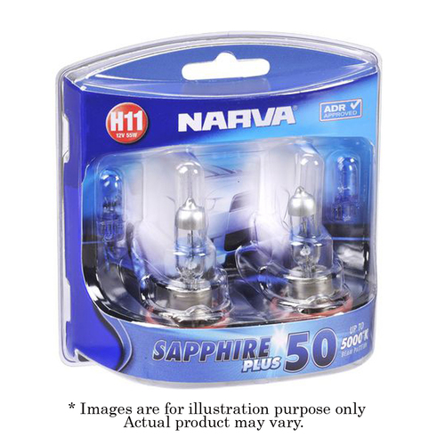 New NARVA H11 12V 55W Sapphire Plus 50 Globe 1year Warranty- 2 Piece 48528BL2
