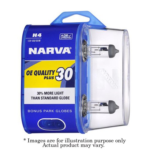 New NARVA H4 Plus 30 Intense Bright White light Globe 12V/55W 48881BL2