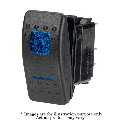 New NARVA 12V Blue Illuminated 20A Off/Momentary On SPST Rocker Switch 63127BL