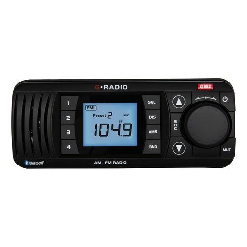 New GME Marine Stereo AM FM with Bluetooth Black GR300BTB