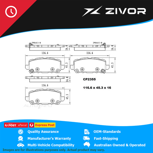 PREMIER Ceramic DB2355 Brake Pads For HONDA HRV LE, VTI RU 1.8L R18ZF #CP2355