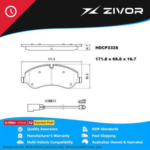 PREMIER Ceramic DB2328 Brake Pads For LDV DELIVER 2.0L SC20M 2020-On #HDCP2328