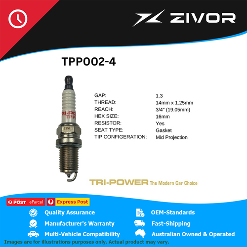 New TRI-POWER OE Technology Premium Platinum Spark Plug 4 Pack #TPP002-4