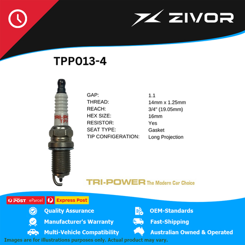 New TRI-POWER OE Technology Premium Platinum Spark Plug 4 Pack #TPP013-4