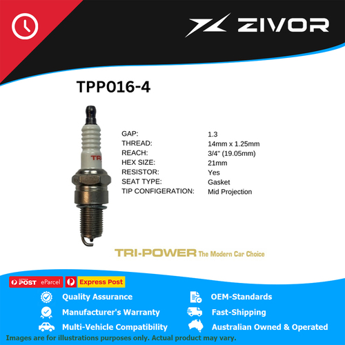 New TRI-POWER OE Technology Premium Platinum Spark Plug 4 Pack #TPP016-4