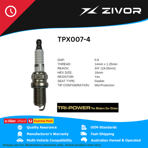 New TRI-POWER OE Technology Iridium Spark Plug 4 Pack #TPX007-4