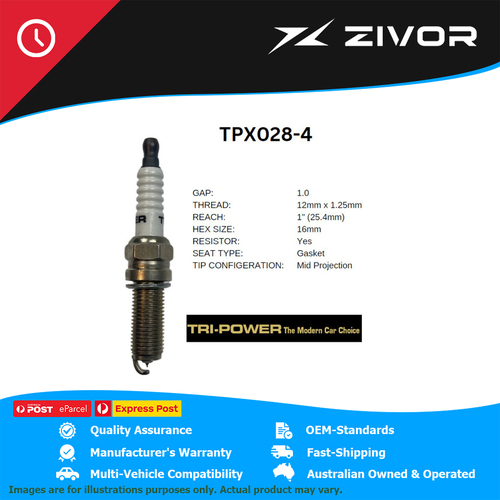 New TRI-POWER OE Technology Iridium Spark Plug 4 Pack #TPX028-4