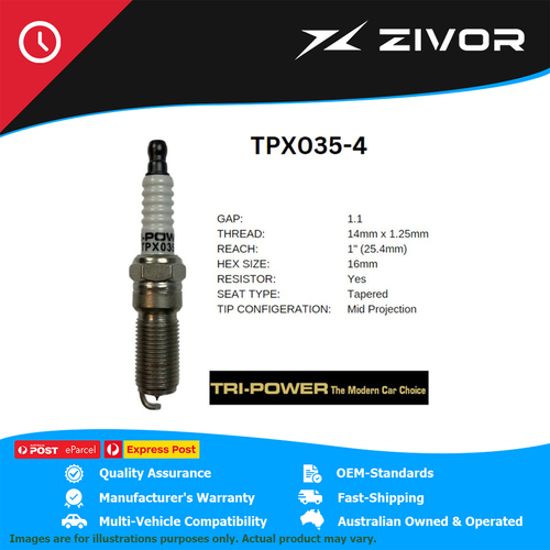 New TRI-POWER OE Technology Iridium Spark Plug 4 Pack #TPX035-4