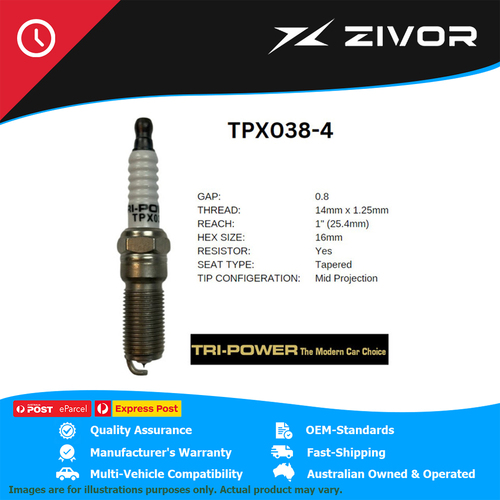 New TRI-POWER OE Technology Iridium Spark Plug 4 Pack #TPX038-4