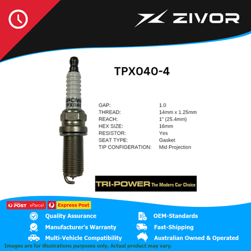 New TRI-POWER OE Technology Iridium Spark Plug 4 Pack #TPX040-4