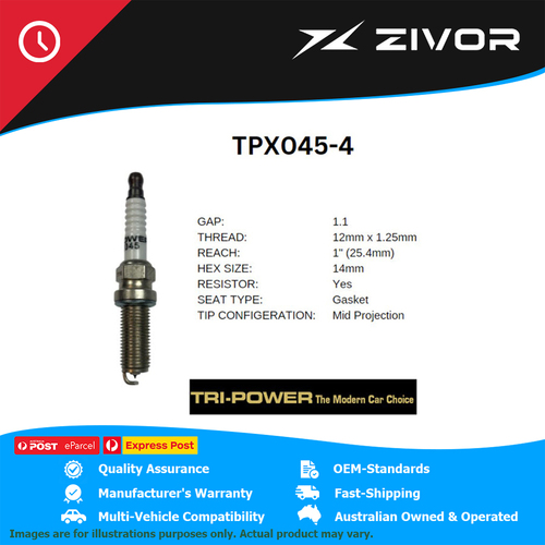 New TRI-POWER OE Technology Iridium Spark Plug 4 Pack #TPX045-4