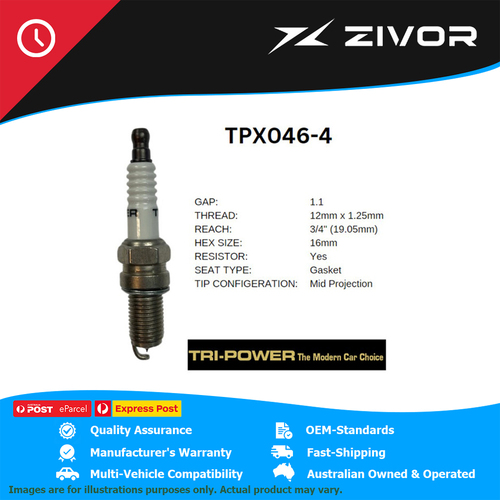New TRI-POWER OE Technology Iridium Spark Plug 4 Pack #TPX046-4