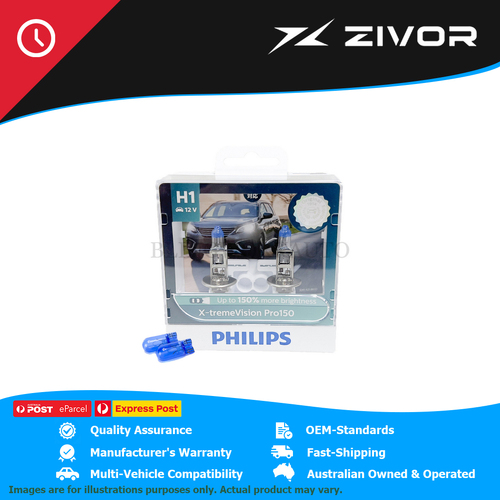 New PHILIPS H1 Xtreme Vision Pro +150 Headlight Bulb Twin Pack #12258XVP150S2