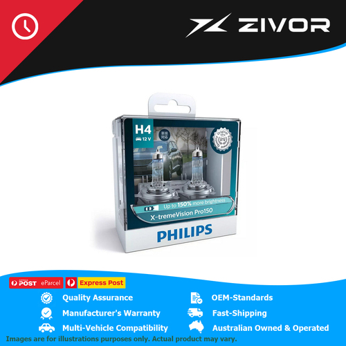 New PHILIPS H4 Xtreme Vision Pro +150 Headlight Bulb Twin Pack #12342XVP150S2