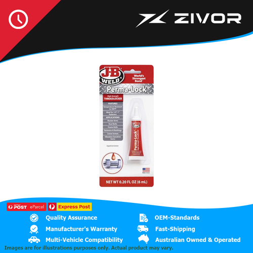 New J-B WELD Perma-Lock High Strength Red Threadlocker 6Ml #27106