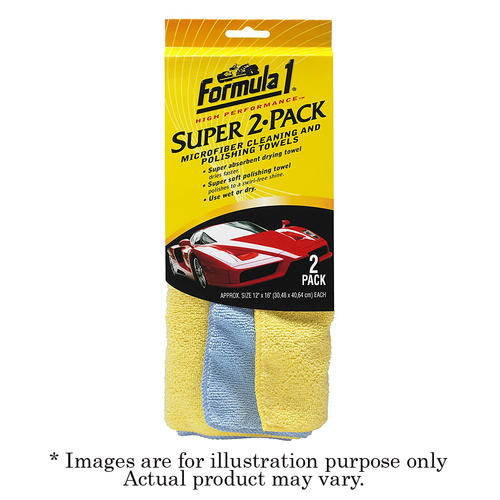 New FORMULA 1 Super 2-Pack Microfibre Clean/Polish Towels 625059