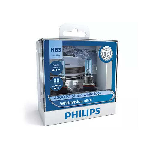 New PHILIPS Globe Hb3 W5W 60W Twin Pack White Vision Ultra (9005Wvusm) 9005WVUSM