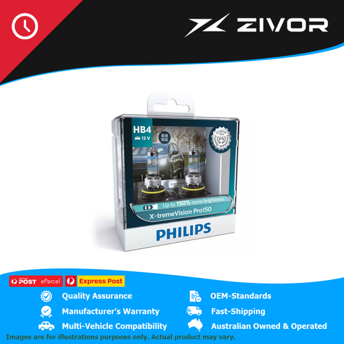 New PHILIPS Hb4 Xtreme Vision Pro +150 Headlight Bulb Twin Pack #9006XVP150S2