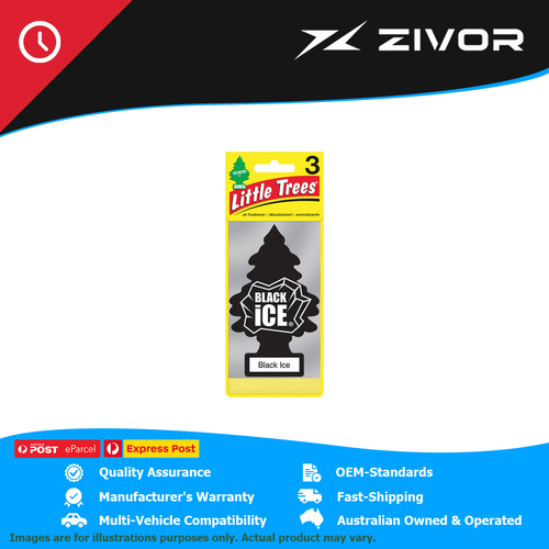 New LITTLE TREES Air Freshener Trees Black Ice - 3 Pack U3S-32055