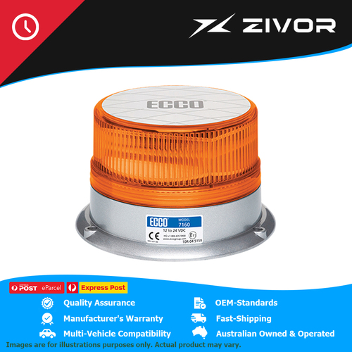 ECCO Amber SAE Class I LED Beacon 3 Bolt Mount 12-24 Volt  #7160A