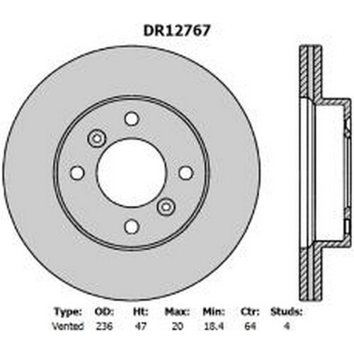 New PROTEX Brake Disc Ultra Rotor - Front For Proton Savvy 2006-2012 DR12767