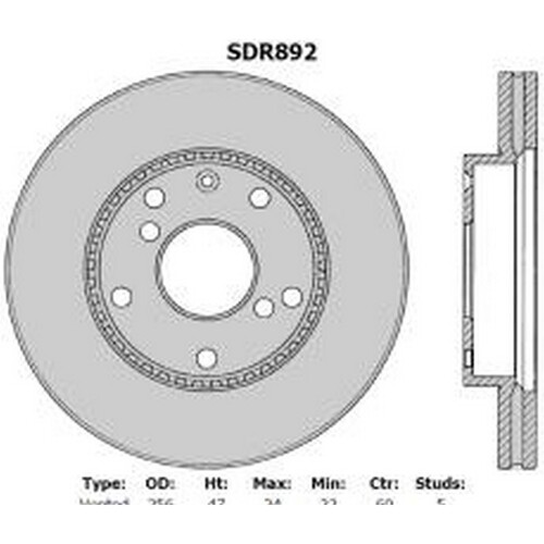 New PROTEX Brake Disc Ultra Select Rotor - Front For Volvo S40 1995-2001 SDR885