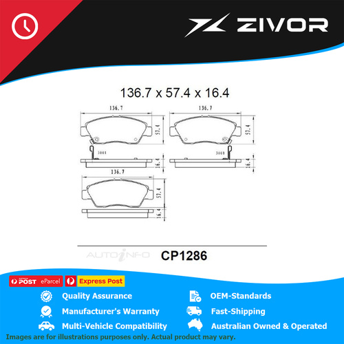 PREMIER Ceramic DB1286 Brake Pads For HONDA JAZZ GLI, VIBE GE 1.3L L1321 #CP1286