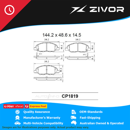 PREMIER Ceramic DB1819 Brake Pads For NISSAN CUBE Z11 1.4L CR14DE #CP1819