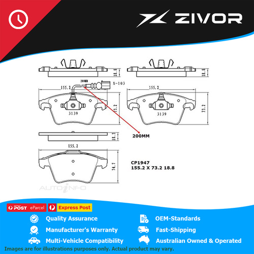 PREMIER Ceramic DB1947 Brake Pads For VOLKSWAGEN TRANSPORTER 1.9L BRR #CP1947