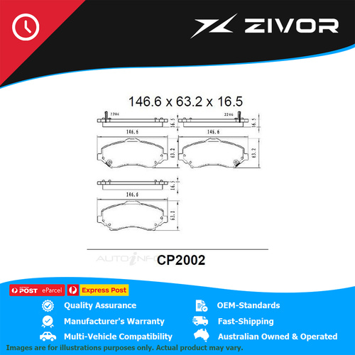 PREMIER Ceramic DB2002 Brake Pads For CHRYSLER GRAND 2.8L ENS (R428) #CP2002