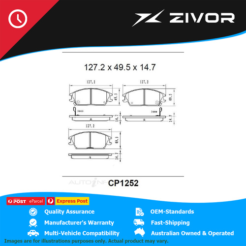 PREMIER Ceramic DB1252 Brake Pads For HYUNDAI ACCENT 1.5L D4FA 2006-2007 #CP1252