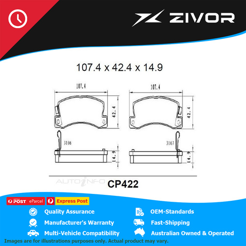 PREMIER Ceramic DB422 Brake Pads For TOYOTA CALDINA GT-T ST215R #CP422