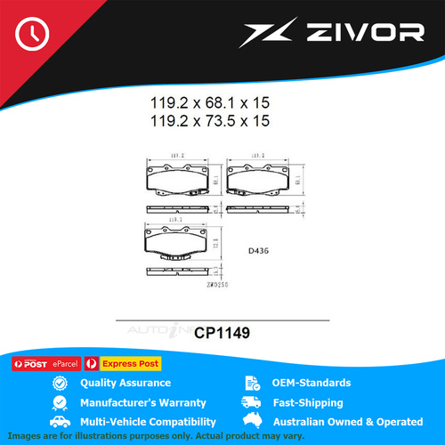 PREMIER Ceramic DB1149 Brake Pads For FOTON TUNLAND P201 2.8L CUM ISF #CP1149