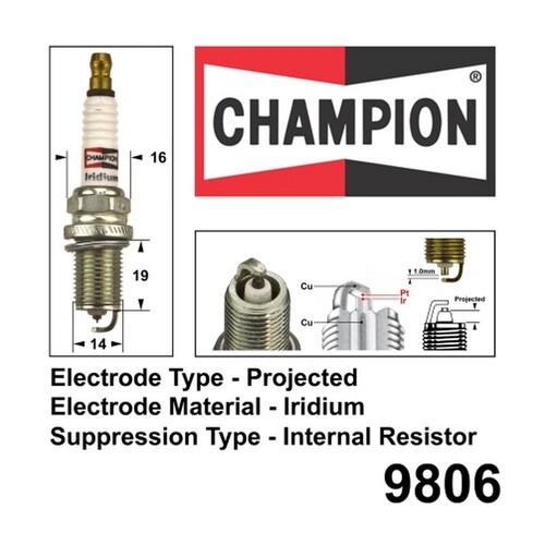 6x New CHAMPION Performance Driven Quality Iridium Spark Plug For Toyota #9806