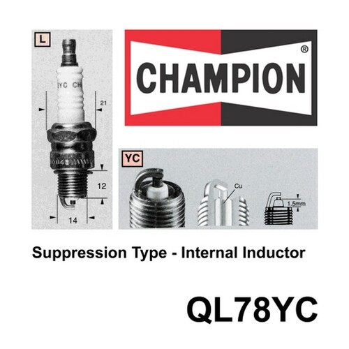 6x CHAMPION Performance Driven Quality Marine / Motorcycle Spark Plug #QL78YC