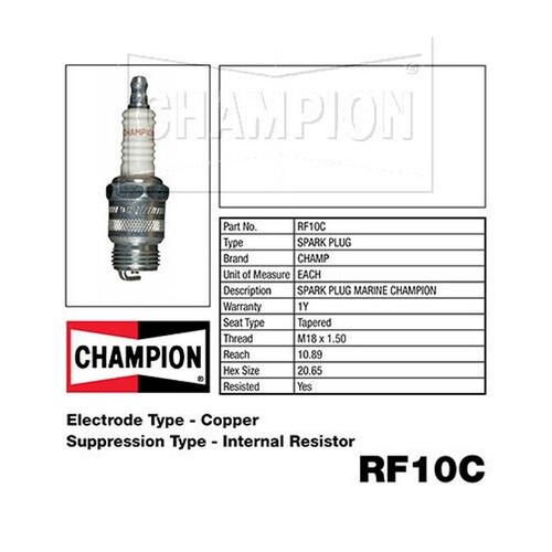 6x New CHAMPION Performance Driven Quality Copper Plus Spark Plug #RF10C