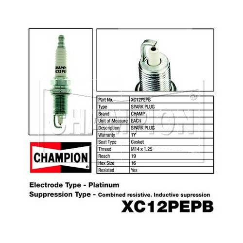 6x CHAMPION Performance Driven Quality Marine / Motorcycle Spark Plug #XC12PEPB