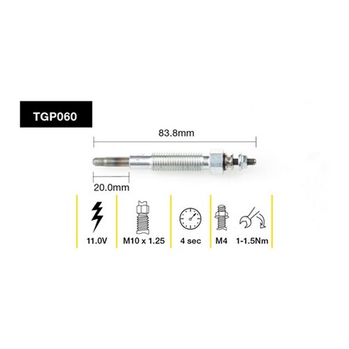 4x New TRIDON Premium Australian Quality Glow Plug For Nissan #TGP060