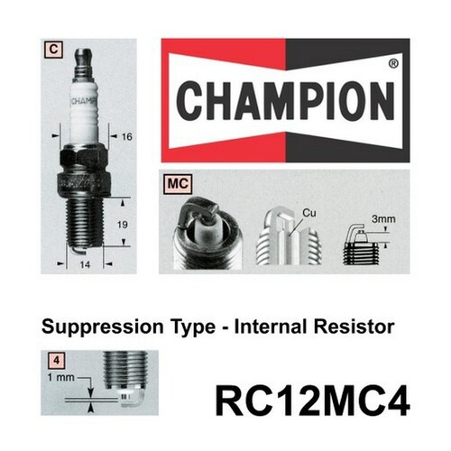 4x CHAMPION Performance Driven Quality Copper Plus Spark Plug For Fiat #RC12MC4