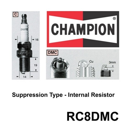 4x CHAMPION Performance Driven Quality Copper Plus Spark Plug For Holden #RC8DMC