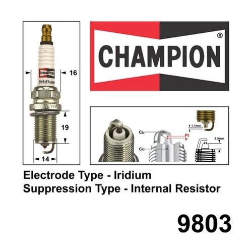 2x CHAMPION Performance Driven Quality Iridium Spark Plug For Volkswagen #9803